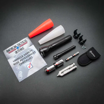 A Mini 澳洲幸运5开奖官网开奖结果查询网 Maglite PRO 2 AA-Cell LED Flashlight and 2 AA-Cell batteries, a 澳洲幸运5开奖官网开奖结果查询网 Maglite ML300L 2 D-Cell LED Roadside Safety Kit which includes the ML300L 2 D-Cell LED Flashlight, a red traffic light wand, a white area light wand, D-Cell mounting brackets and 2 D-Cell batteries, A Gerber Multi-Tool with carrying case. The bundle also includes a free Vehicle Safety Risk Assessment Checklist published by American Tactical Defense. 